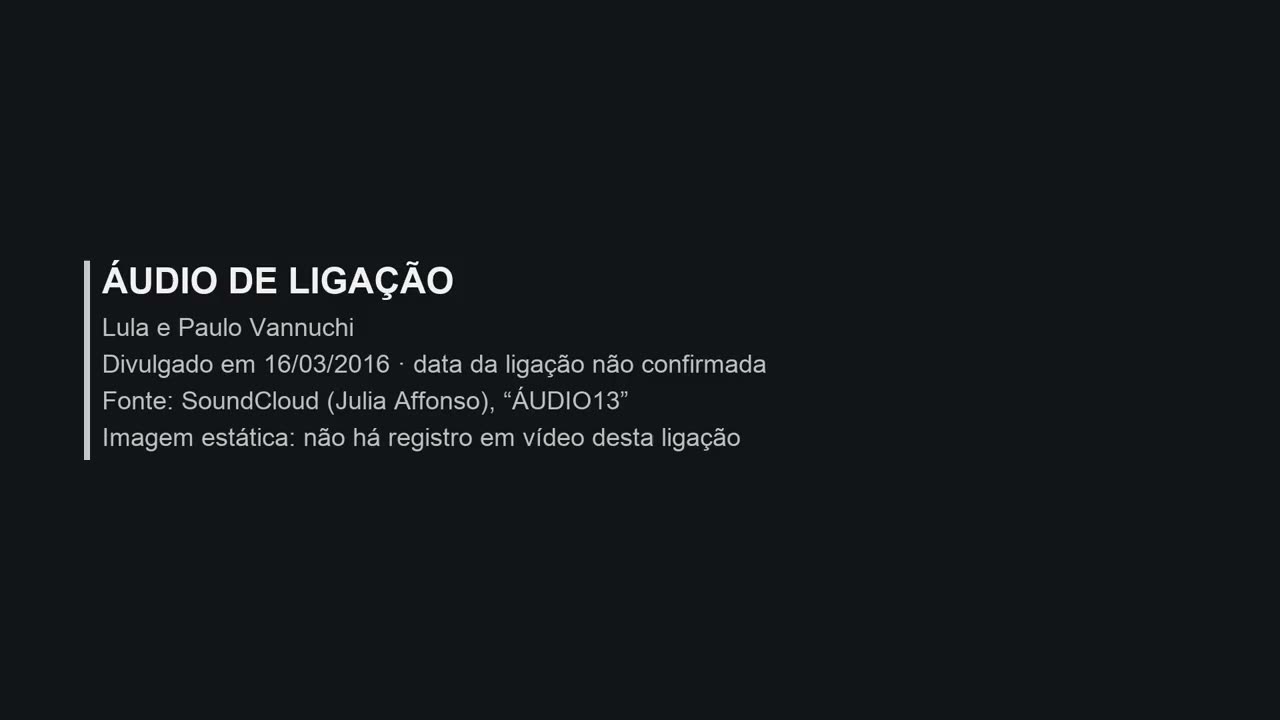 Cartela: áudio de ligação entre Lula e Paulo Vannuchi, divulgado em 16/03/2016
